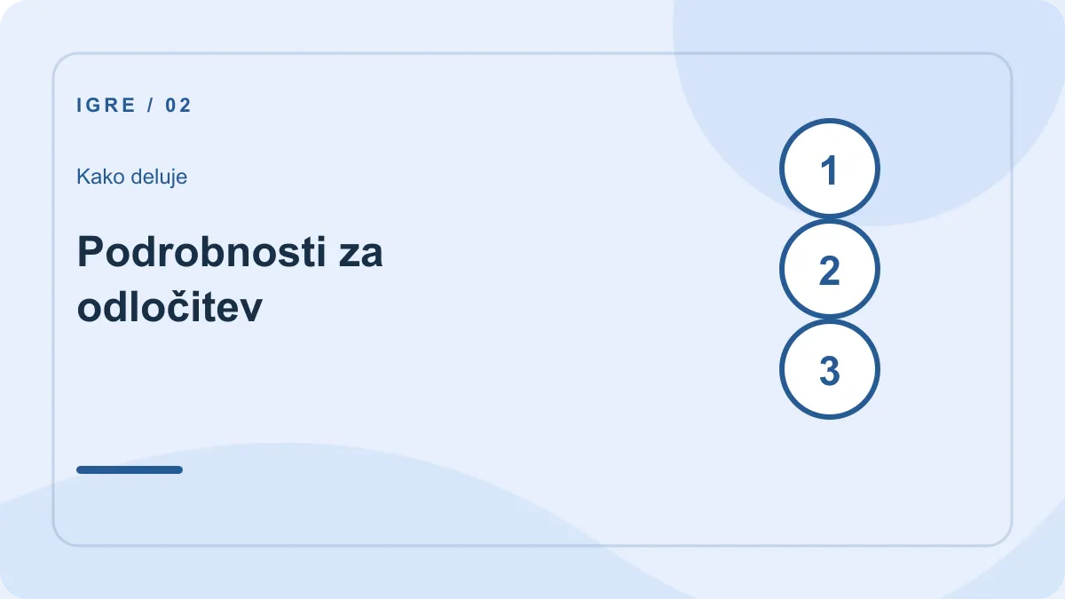 Crash igre: koraki – Podrobnosti za odločitev