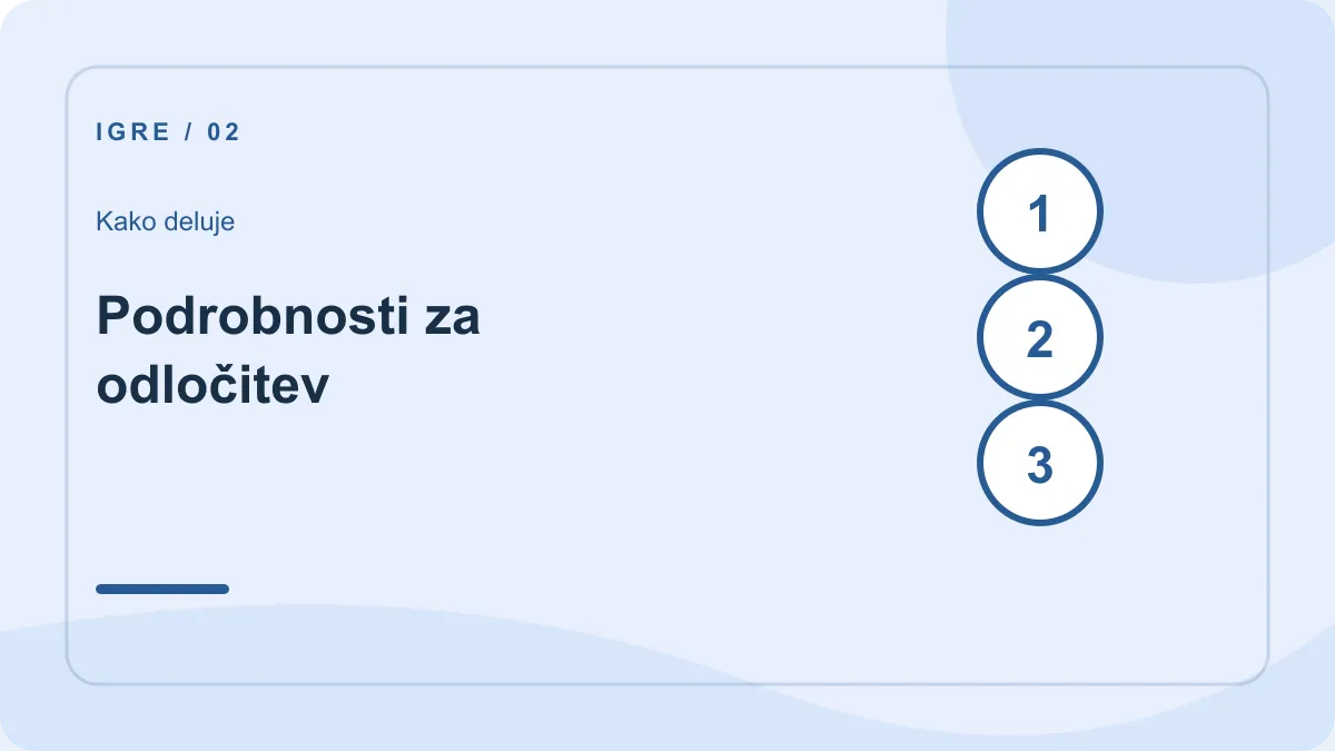 Instant igre: koraki – Podrobnosti za odločitev