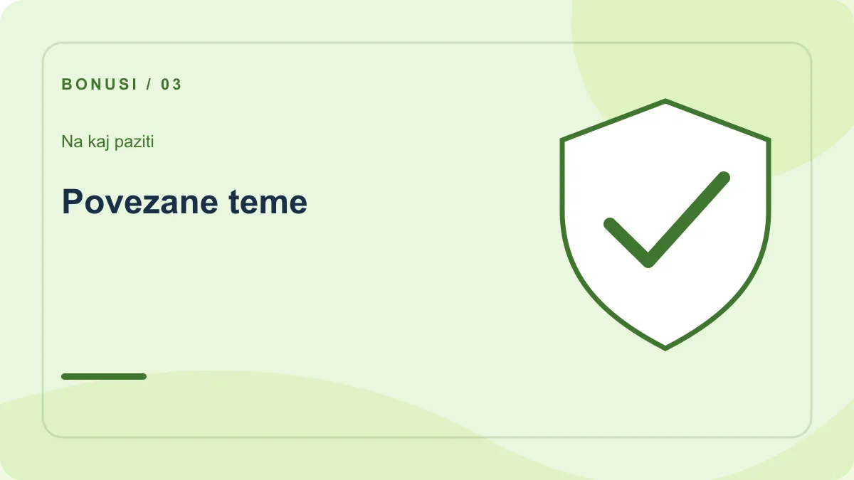 Bonus za ponovni polog: preverjanje – Povezane teme